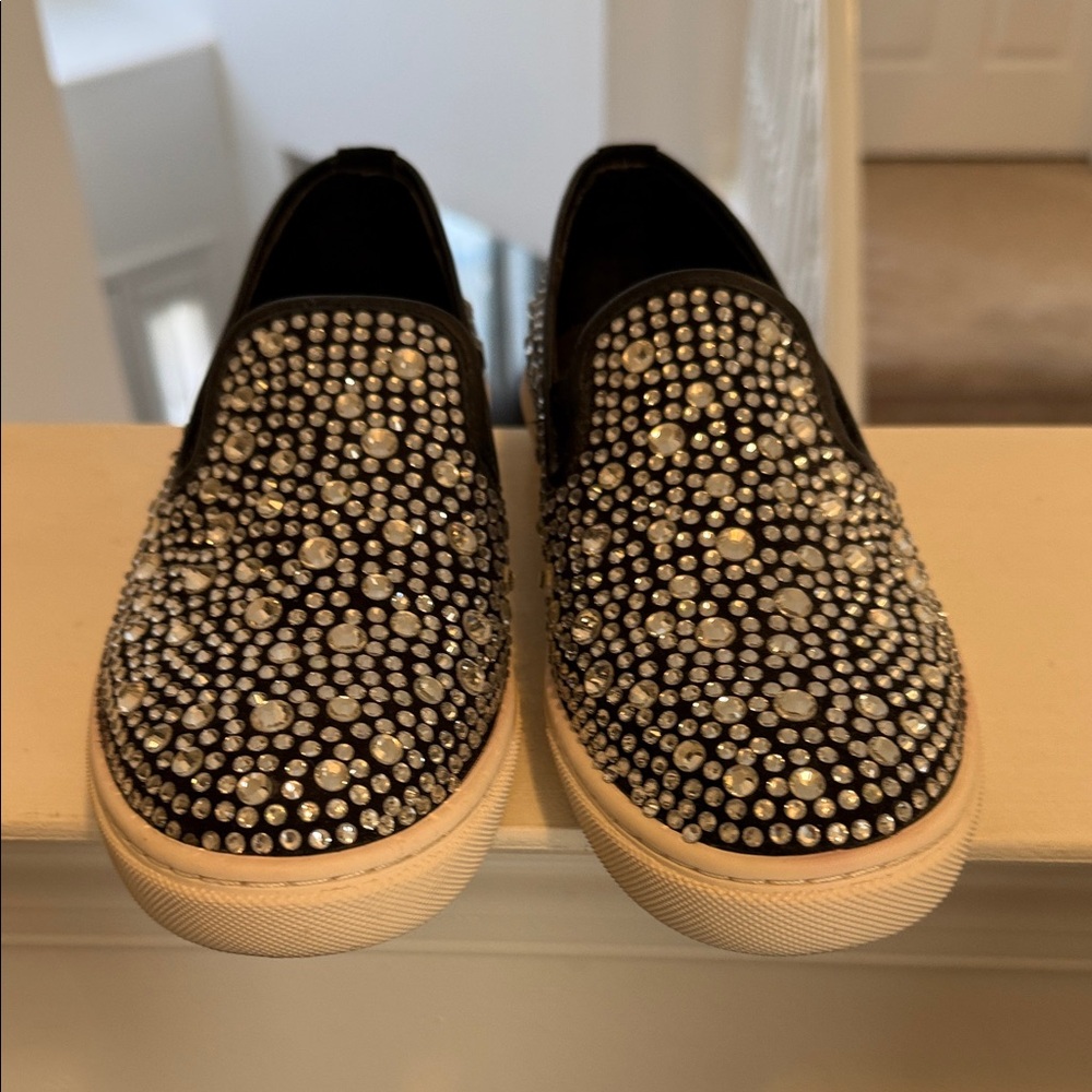 Steve Madden Black and Silver Studded Sneakers